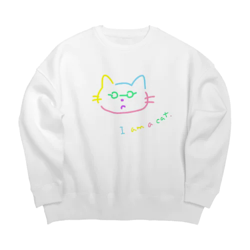 不満げなネコ Big Crew Neck Sweatshirt