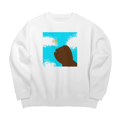 ハチとクマ（濃） Big Crew Neck Sweatshirt