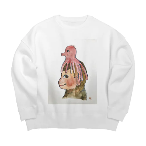 猿にたこさんグッズbyYoko Kawauchi Big Crew Neck Sweatshirt