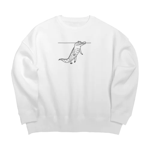 水中で変な格好してるワニ Big Crew Neck Sweatshirt