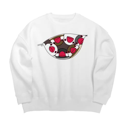 三密です！むちむち文鳥さん【まめるりはことり】 Big Crew Neck Sweatshirt