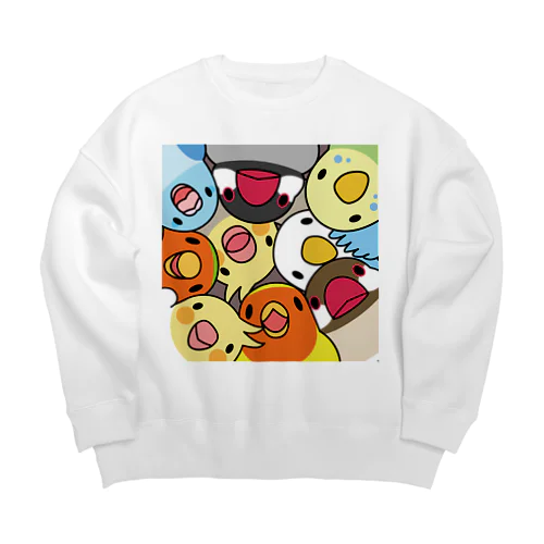 みっちりむっちり過密鳥まみれさん【まめるりはことり】 Big Crew Neck Sweatshirt