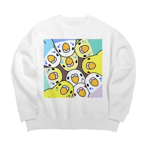 みっちりむっちり過密セキセイインコさん【まめるりはことり】 Big Crew Neck Sweatshirt