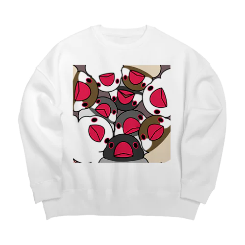 みっちりむっちり過密文鳥さん【まめるりはことり】 Big Crew Neck Sweatshirt