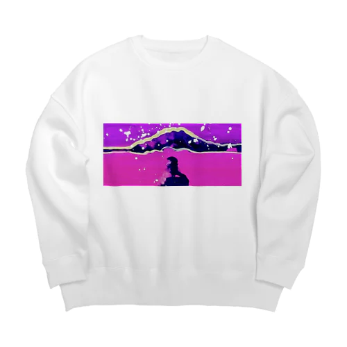 月夜の浜辺 Big Crew Neck Sweatshirt