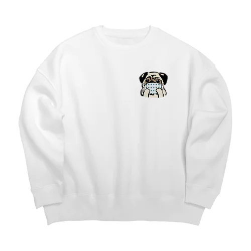 ハンドメイドマスクをつけたパグ Big Crew Neck Sweatshirt