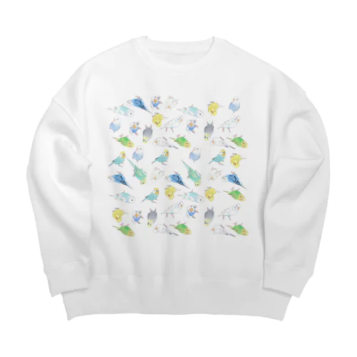 めっちゃセキセイインコちゃん【まめるりはことり】 Big Crew Neck Sweatshirt