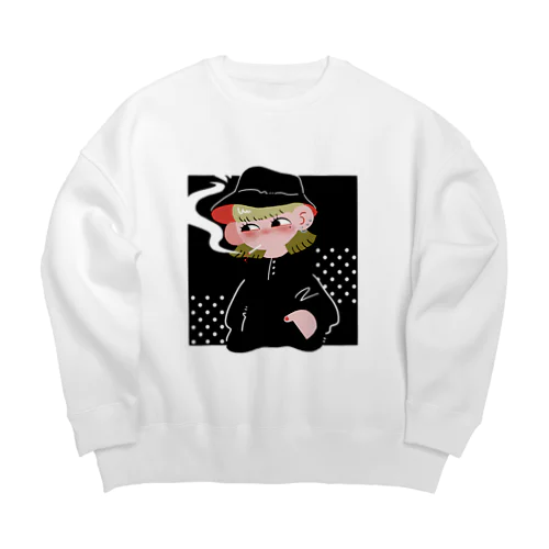 けむい系女子（ショートカット） Big Crew Neck Sweatshirt