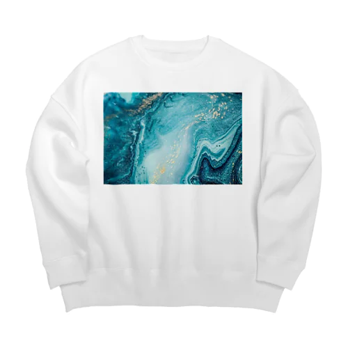 大理石 青 金箔 Big Crew Neck Sweatshirt