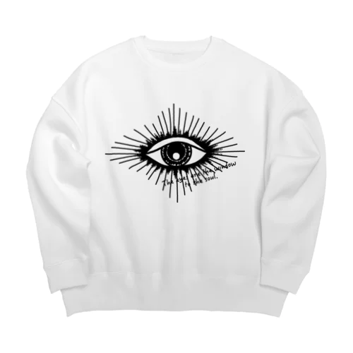 目は口ほどに.. (White・Gray) Big Crew Neck Sweatshirt