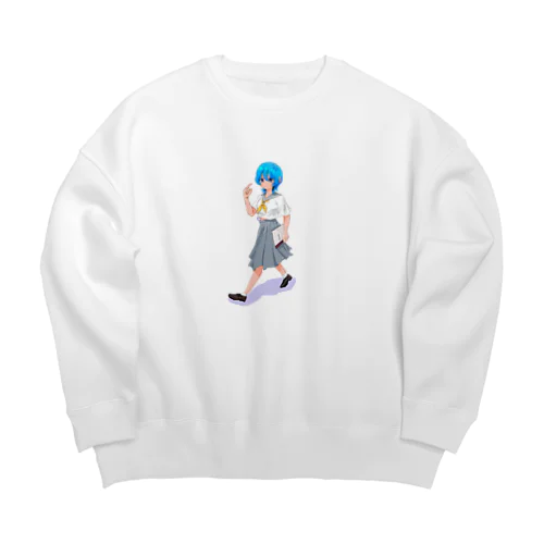 日直セーラー女の子 Big Crew Neck Sweatshirt