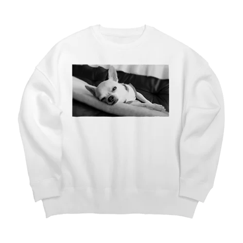 モノクロチワワ（アンニュイ2） Big Crew Neck Sweatshirt