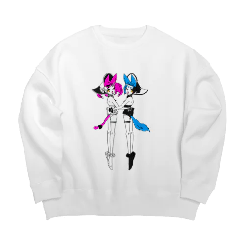 ツインにゃんこ Big Crew Neck Sweatshirt