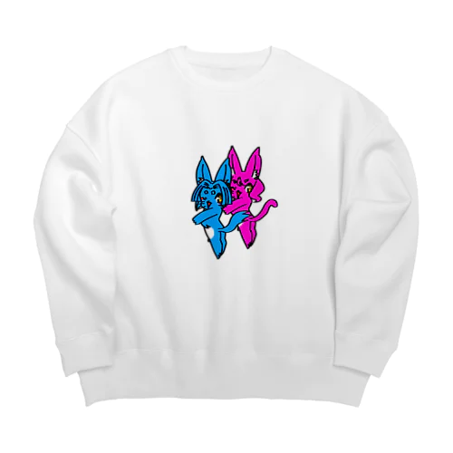 チビツインにゃんこ Big Crew Neck Sweatshirt