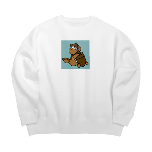 どんぐり大好き　りすさん Big Crew Neck Sweatshirt