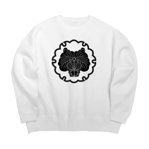 動物家紋。H.T.（雪輪にトラ）黒 Big Crew Neck Sweatshirt