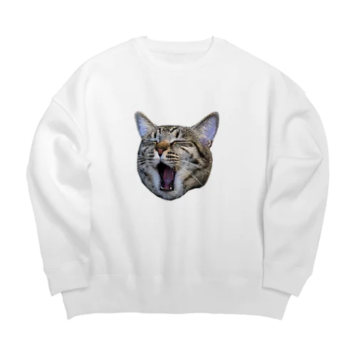 保護猫ローリエのあくび Big Crew Neck Sweatshirt