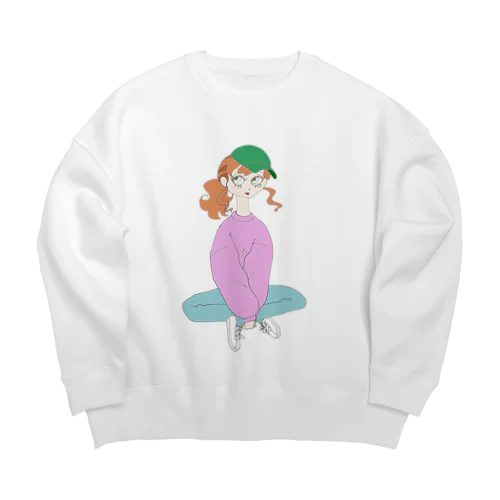 カラフルポップガール  背景抜きバージョン Big Crew Neck Sweatshirt