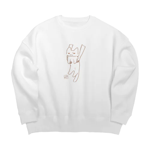 不服なねこ Big Crew Neck Sweatshirt