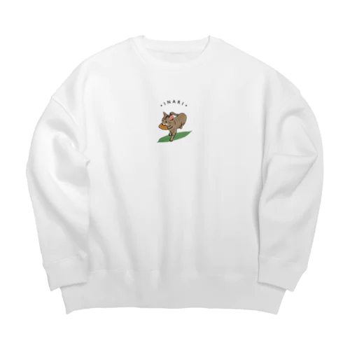 あそんでいなりちゃんパーカー/白 Big Crew Neck Sweatshirt