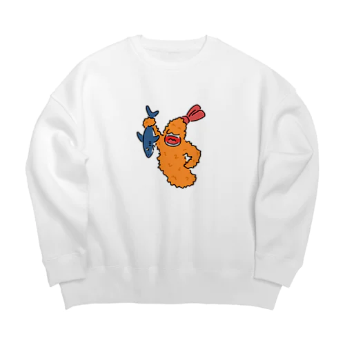 エビフライに食べられそうになるサメ Big Crew Neck Sweatshirt