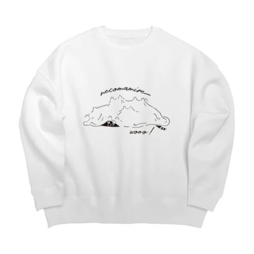 ねこまみれ Big Crew Neck Sweatshirt