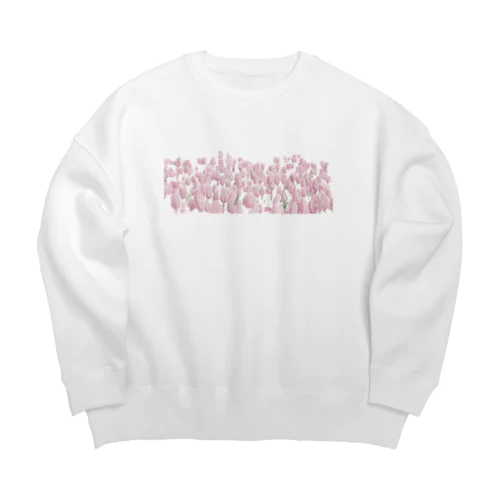 Tulip field pink Big Crew Neck Sweatshirt