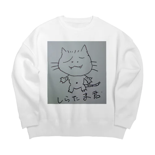 猫、しらたま君 Big Crew Neck Sweatshirt