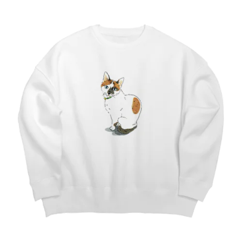 三毛猫　ねこ Big Crew Neck Sweatshirt