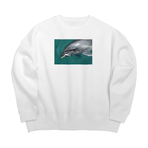 お魚をくわえたイルカさん。 Big Crew Neck Sweatshirt