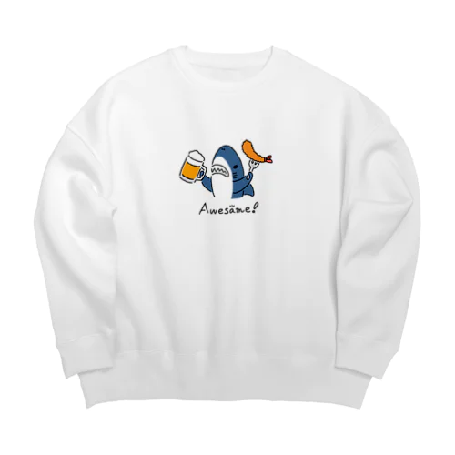 ビールとエビフライとサメ　色付きVer. Big Crew Neck Sweatshirt