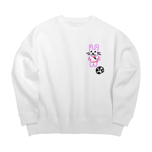 うさぽことサッカー Big Crew Neck Sweatshirt