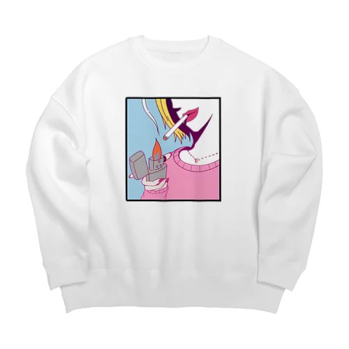 タバコちゃん Big Crew Neck Sweatshirt