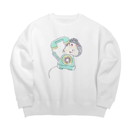 オリジナル　ハリネズミのソフィー、ダイヤル式電話をかける。 Big Crew Neck Sweatshirt