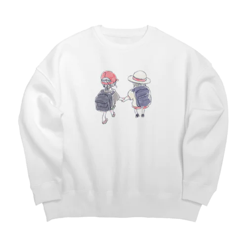 オリジナル　手を繋いで歩く幼い二人の女の子 Big Crew Neck Sweatshirt