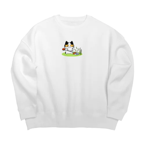 草刈り猫 Big Crew Neck Sweatshirt