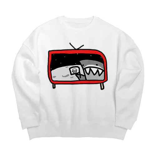 月面着陸に成功したサメです Big Crew Neck Sweatshirt