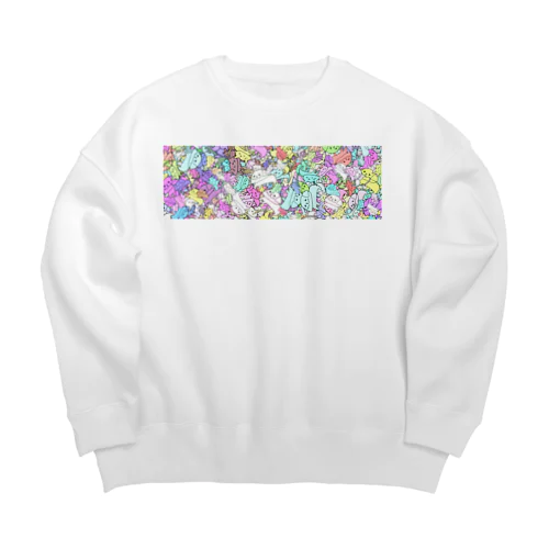 スーパーカラフルわんこ＆にゃんこ Big Crew Neck Sweatshirt