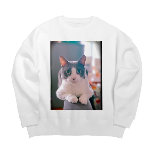 猫毛団のぽんちゃん Big Crew Neck Sweatshirt