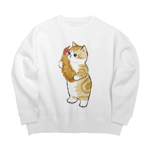 えびふらいに恋するにゃん Big Crew Neck Sweatshirt