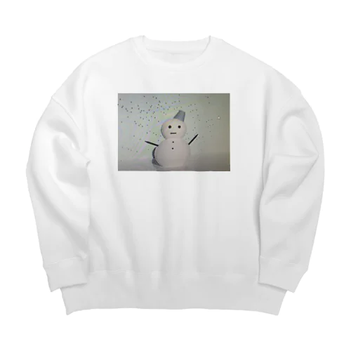 哀愁漂う雪だるま(画面直撮り) Big Crew Neck Sweatshirt