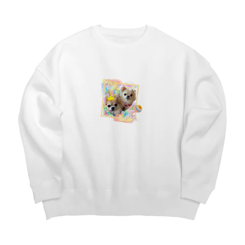 絵画風のチビちゃんとココちゃん Big Crew Neck Sweatshirt