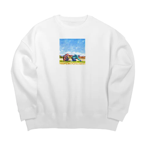 虎とひょっとこの絵画 Big Crew Neck Sweatshirt