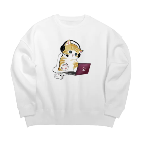 在宅勤務のプロ、その名は猫。 Big Crew Neck Sweatshirt