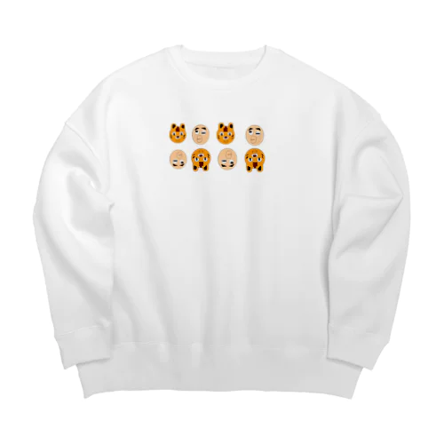 虎とひょっとこスタンプ Big Crew Neck Sweatshirt