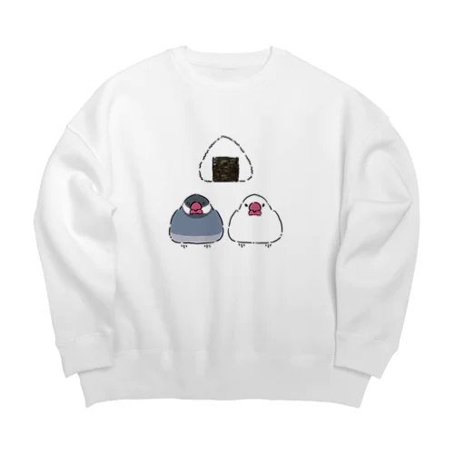 文鳥ONIGIRI Big Crew Neck Sweatshirt