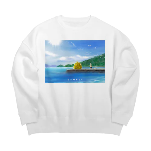 旅の思い出スケッチ_青 Big Crew Neck Sweatshirt