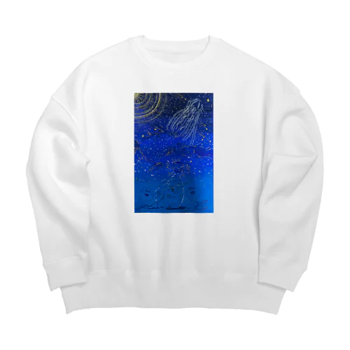 深蒼-deep blue- Big Crew Neck Sweatshirt