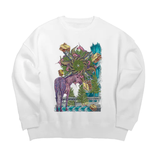 『UNI cornなんじゃない菓SEA等？森じらrail？』 Big Crew Neck Sweatshirt