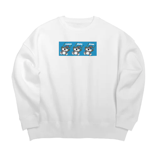 rodent dinky drum ドラムステックで遊びたいウサギ Big Crew Neck Sweatshirt